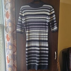 No Boundaries Striped Midi Dress - Black, White, And Plum